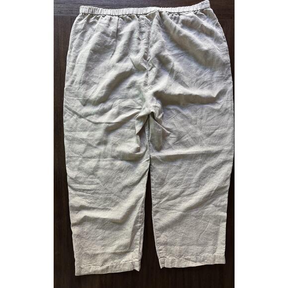 Eileen Fisher Cropped Organic Linen Pants Womens Large Beige Wheat Straight Leg - Picture 4 of 12